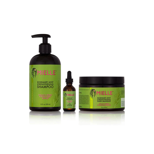 Mielle Rosemary Mint Set Hair Strengthening Shampoo, Masque Scalp &amp, Oil (Serum)